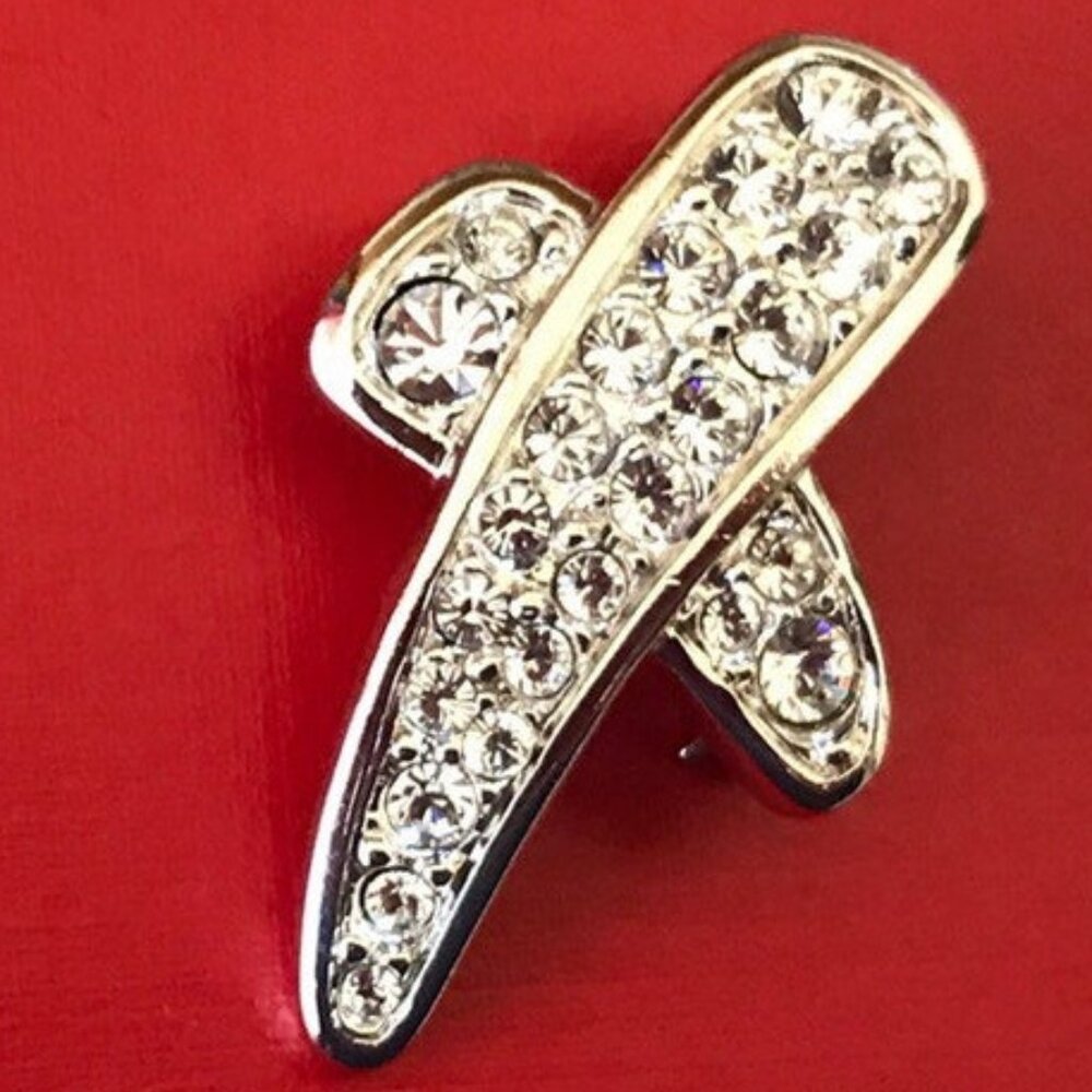SWAROVSKI SIGNED SWAN VINTAGE "X" BROOCH